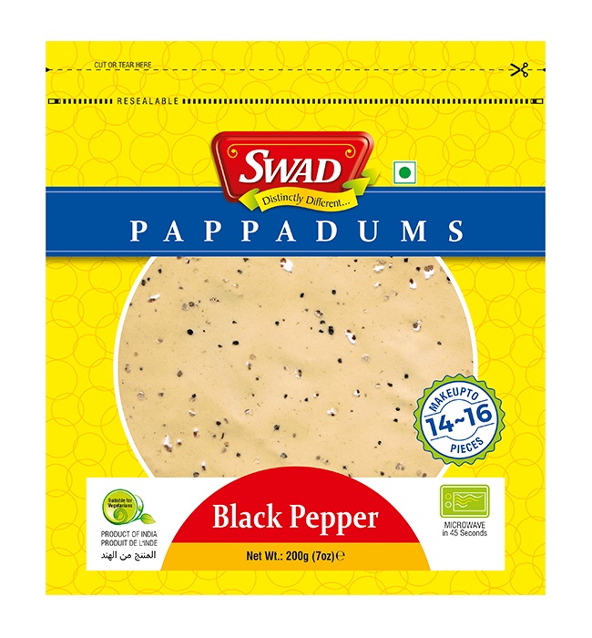 Pappadums con pepe nero - Swad 200g.